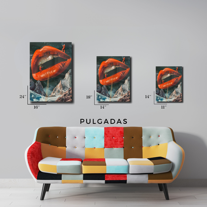 Arte Metálico Cuadro Lámina Aluminio Póster Decoración Astral Labios