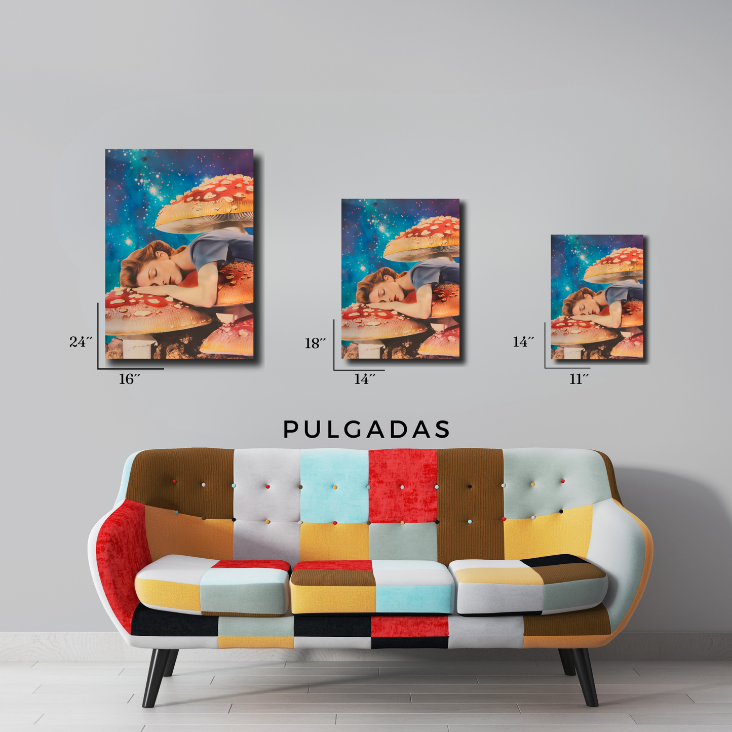 Arte Metálico Cuadro Lámina Aluminio Póster Decoración Astral Hongos