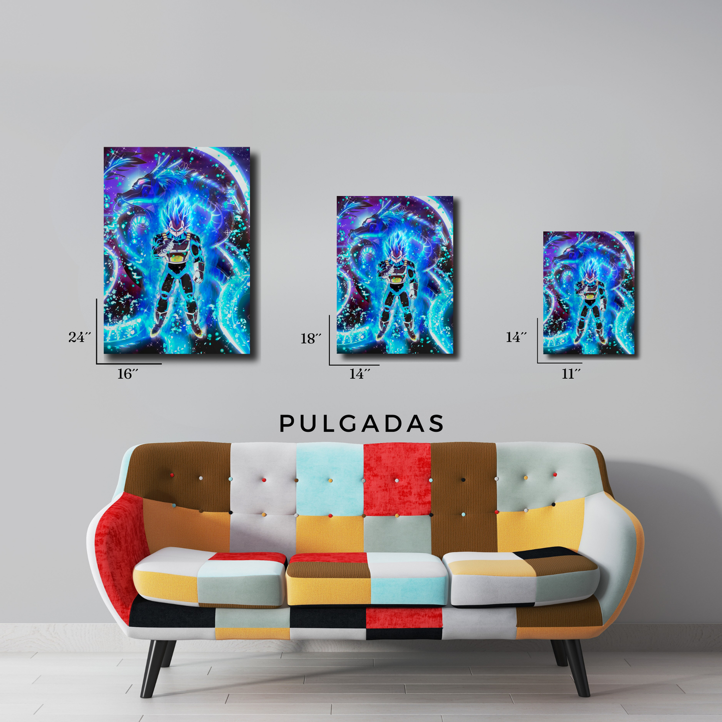 Arte Metálico Cuadro Lámina Aluminio Póster Decoración Anime Dragon Ball Z Vegeta Blue