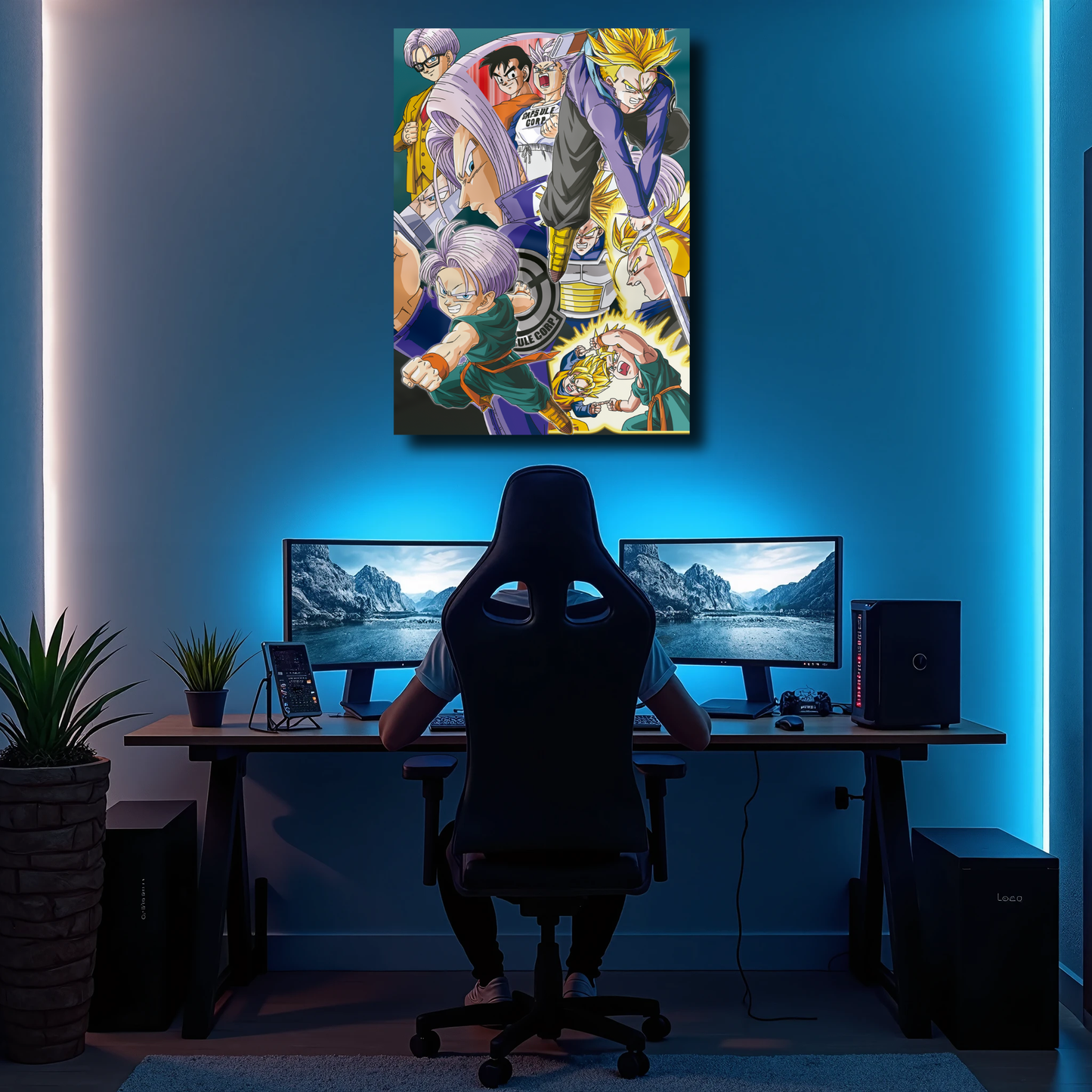 Arte Metálico Cuadro Lámina Aluminio Póster Decoración Anime Dragon Ball Z Trunks