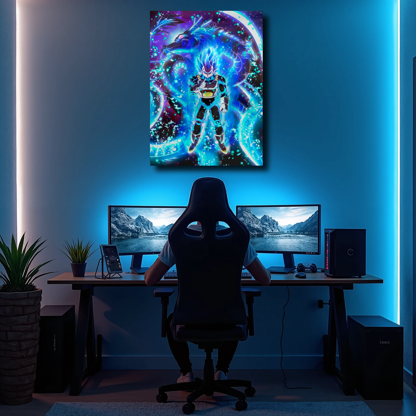 Arte Metálico Cuadro Lámina Aluminio Póster Decoración Anime Dragon Ball Z Vegeta Blue