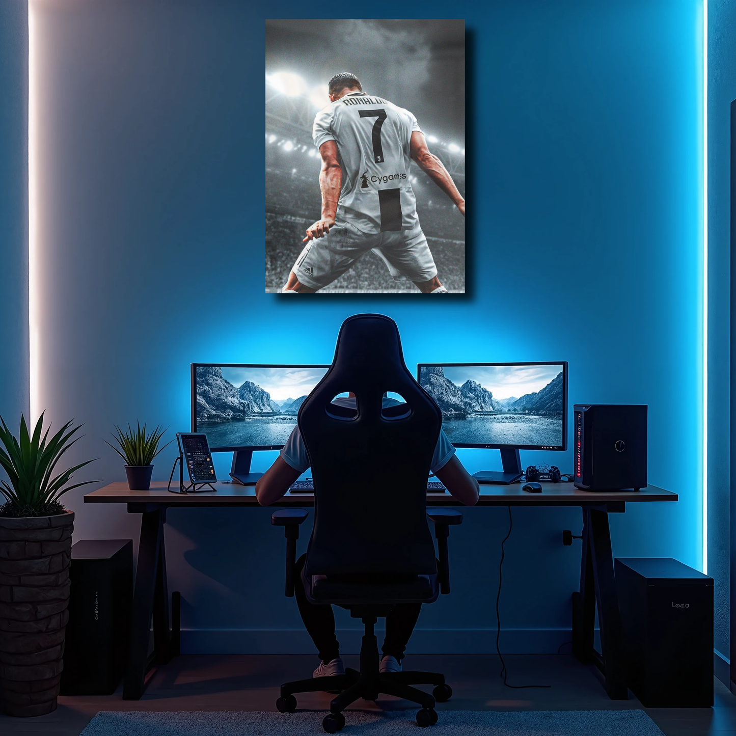 Arte Metálico Cuadro Lámina Aluminio Póster Decoración Deportes Cristiano Ronaldo